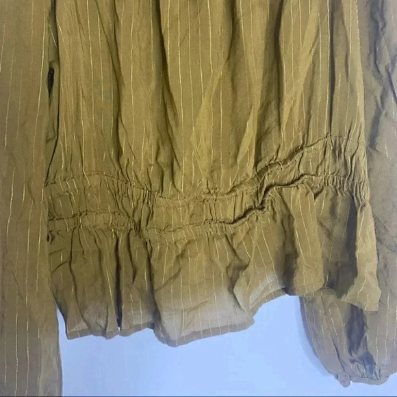 Balloon Sleeve green brown & golden metallic Peplum Blouse - Universal Thread xl - Picture 7 of 12